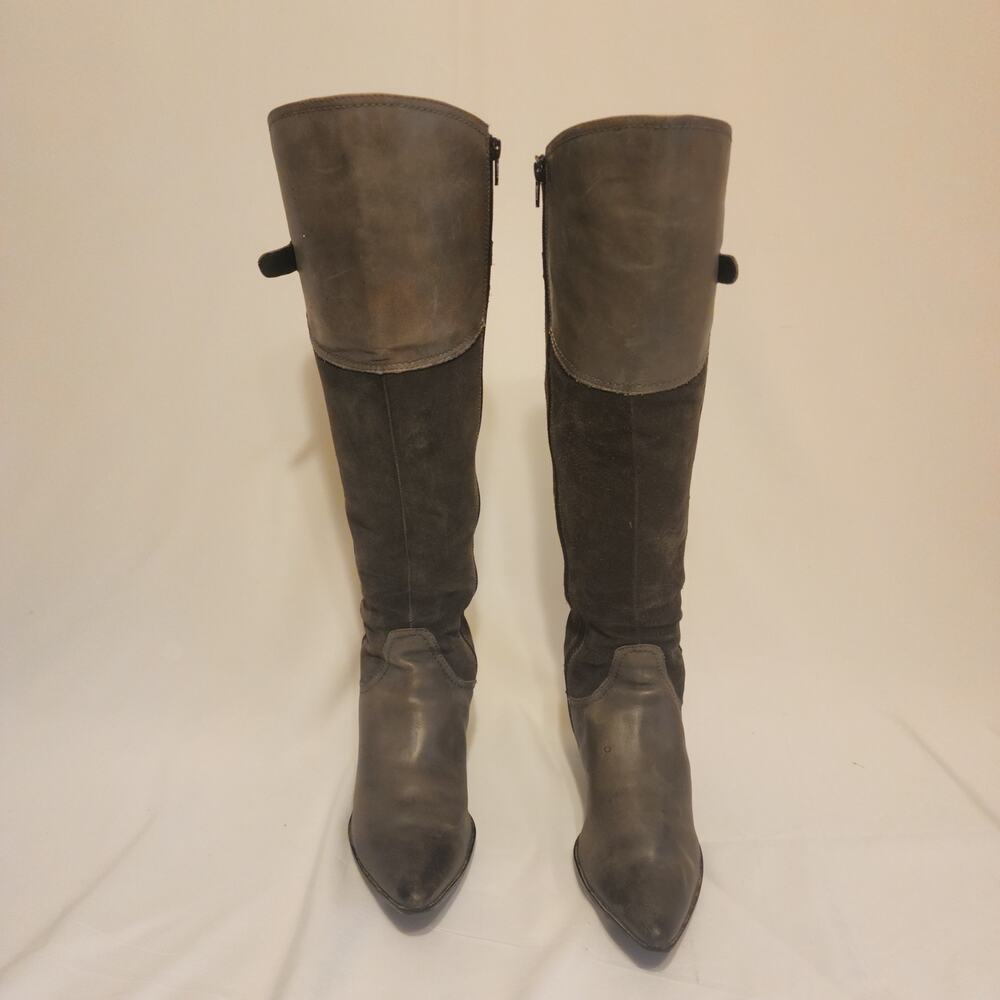 Gray Leather & Suede Tamaris Knee‑High Boots – Size 41